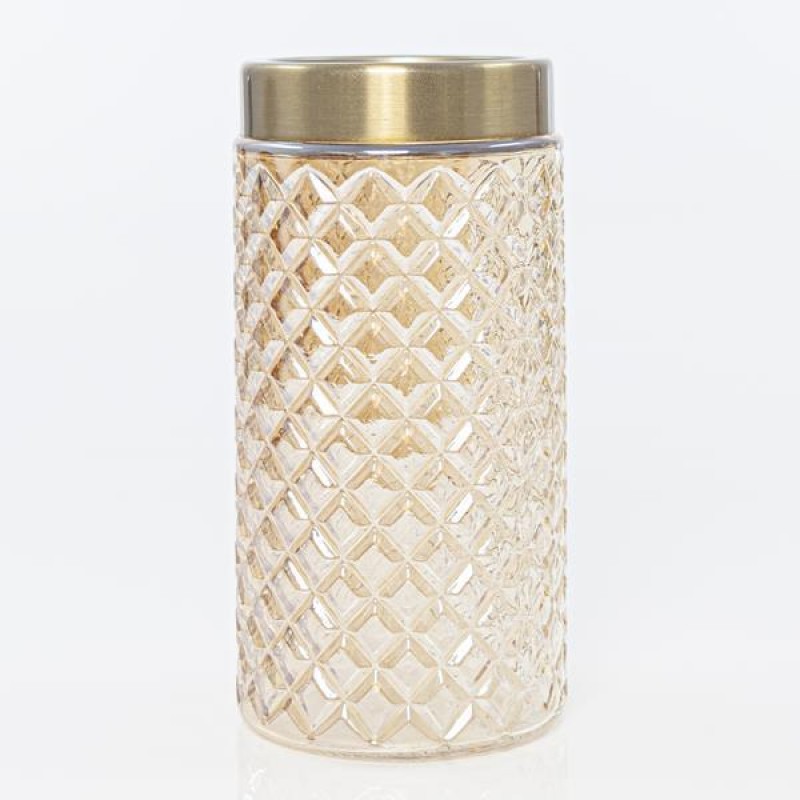 GLASS JAR, LIGHT GOLD, 10x11x22cm 600-41210