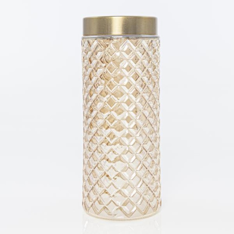 GLASS JAR, LIGHT GOLD, 10x11x27cm 600-41211