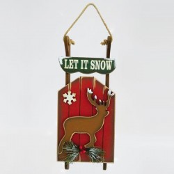 HANGING SLEIGH WITH DEER, 42X4X18cm 600-41510