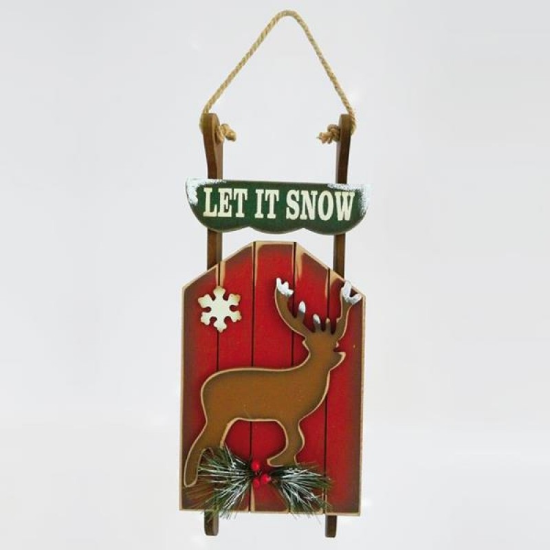 HANGING SLEIGH WITH DEER, 42X4X18cm 600-41510