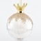 TRANSPARENT GLASS BALL, WITH CROWN ON TOP AND FEATHER INSIDE, SET 2PCS, 10cm 600-42328