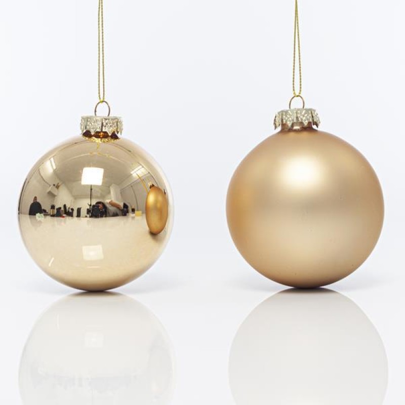 GLASS BALL, CHAMPAGNE, MATTE AND SHINY, SET 4 PCS, 8cm 600-42393
