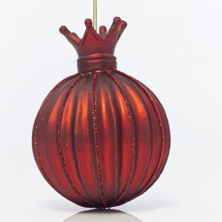 GLASS RED BALL, WITH CROWN, SET 2PCS, 8cm 600-42465