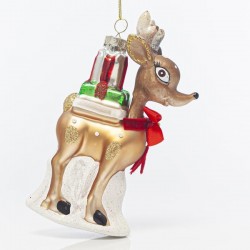 GLASS ORNAMENT, FAWN, 8x13x3,5cm 600-42486