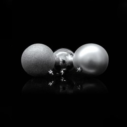 PLASTIC SILVER BALLS, SET 6 PCS, 6cm 600-42508
