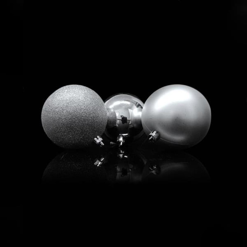 PLASTIC SILVER BALLS, SET 6 PCS, 6cm 600-42508