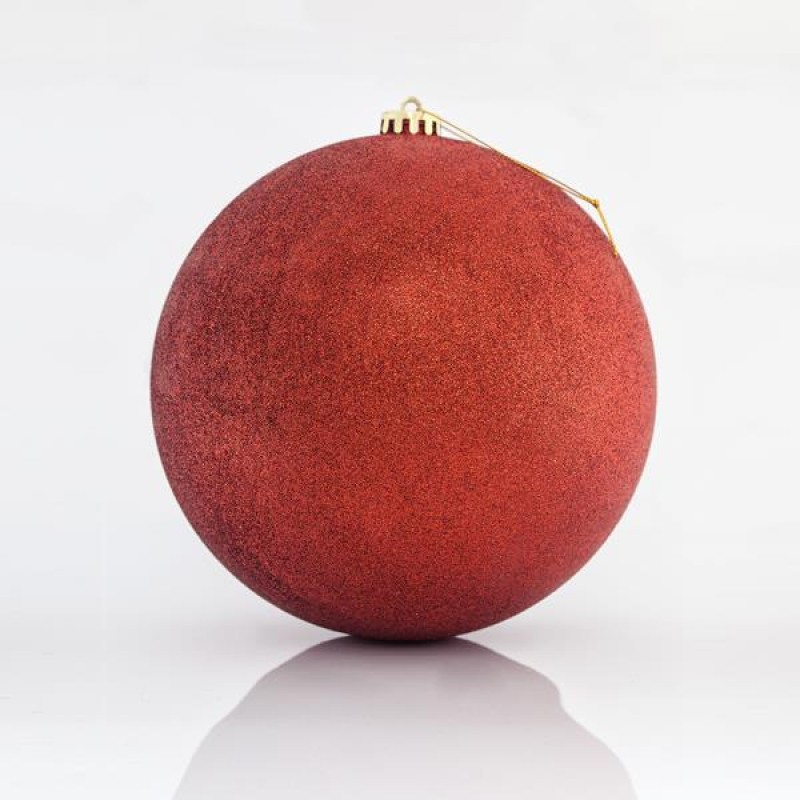 PLASTIC RED GLITTER BALLS, SET 2PCS, 20cm 600-42621