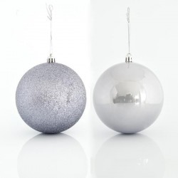 GREY BALL, PLASTIC, SET 6PCS, (2 PEARL, 4 GLITTER), 10cm 600-42649