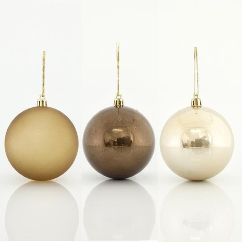 PLASTIC BALL OIL GREEN AND AMBER, RETRO, SET 6PCS, 8cm 600-42693