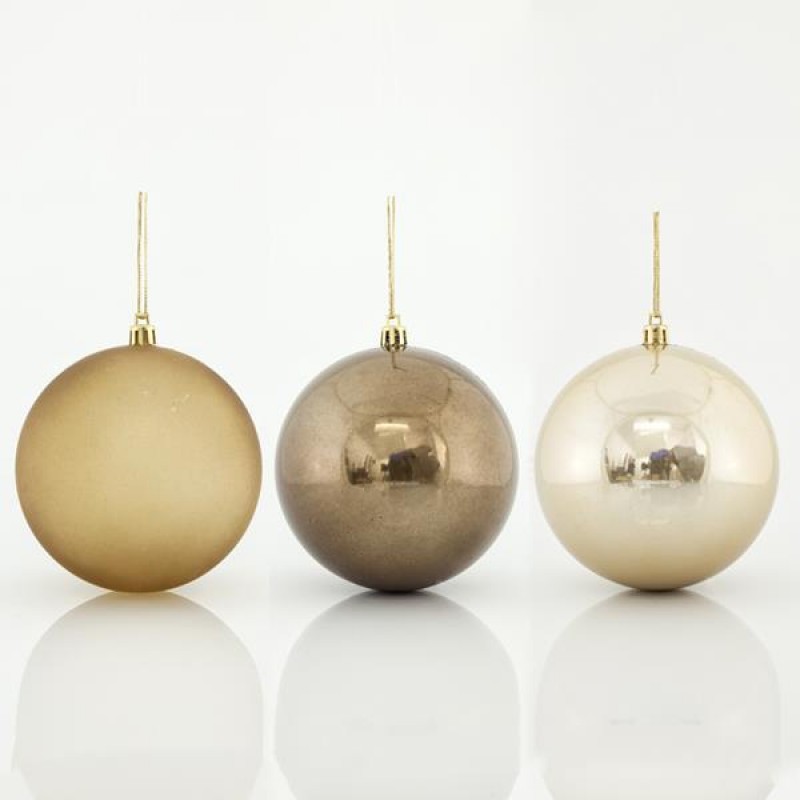 PLASTIC BALL OIL GREEN AND AMBER, RETRO, SET 6PCS, 10cm 600-42694