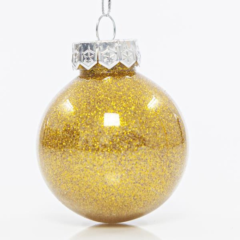 PLASTIC PET BALL, CHAMPAGNE SHINY WITH GLITTER, SET 12PCS, 6cm 600-42715