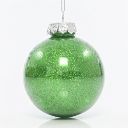 PLASTIC PET BALL, GREEN SHINY WITH GLITTER, SET 6PCS, 8cm 600-42721