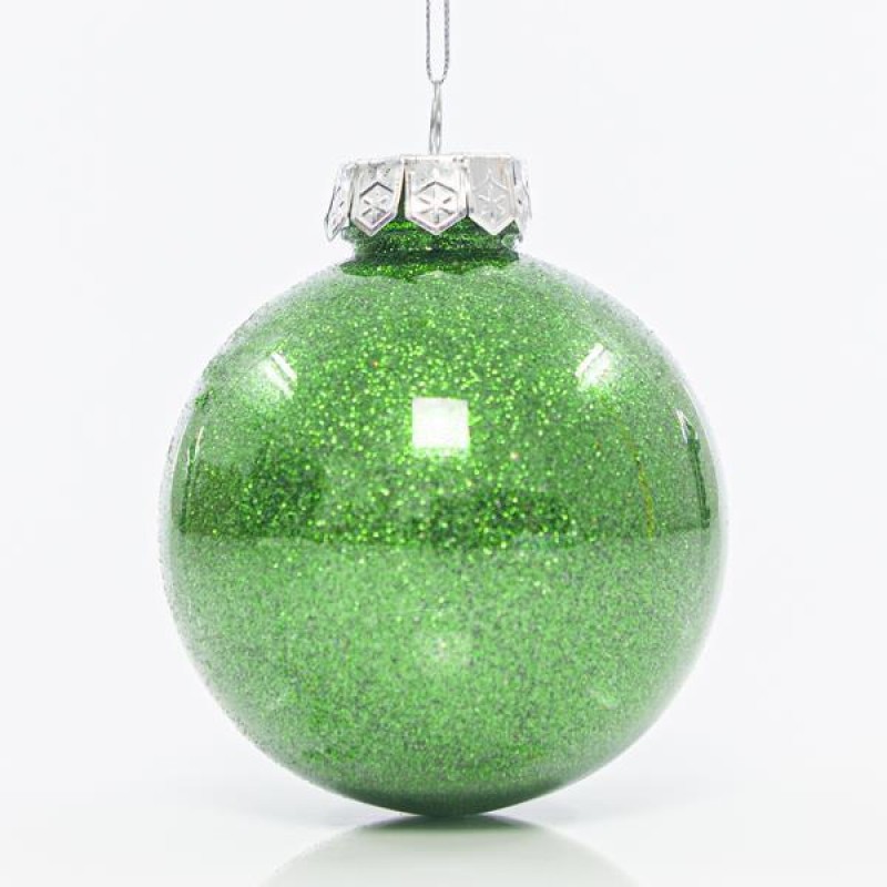 PLASTIC PET BALL, GREEN SHINY WITH GLITTER, SET 6PCS, 8cm 600-42721
