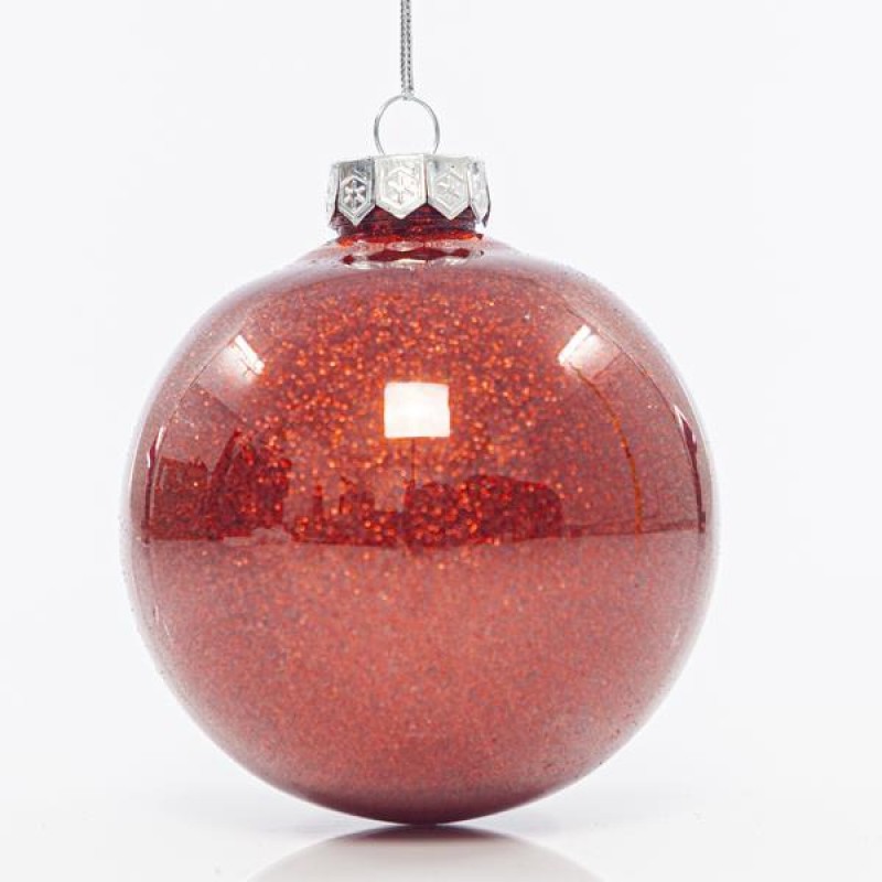 PLASTIC PET BALL, RED SHINY WITH GLITTER, SET 4PCS, 10cm 600-42727
