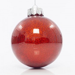 PLASTIC PET BALL, RED SHINY WITH GLITTER, SET 2PCS, 13cm 600-42728