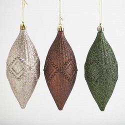 PLASTIC ICICLE, SET 3 PCS, GREEN, CHAMPANGE, BROWN, 15.5cm 600-42751