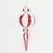 GLASS ORNAMENT, WHITE AND RED, 21cm 600-42776