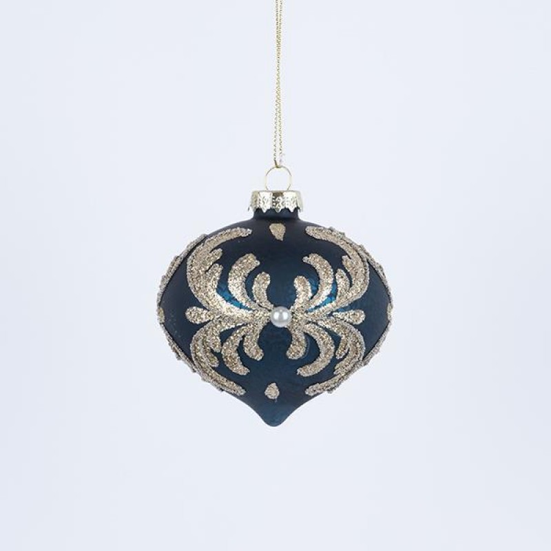 СТЪКЛЕНИ КОЛЕДНИ ТОПКИ СИНЬО-ЗЛАТИСТИ, КОМПЛЕКТ ОТ 4 БР. СТЪКЛЕНИ КОЛЕДНИ ТОПКИ СИНЬО-ЗЛАТИСТИ, КОМПЛЕКТ ОТ 4 БР.