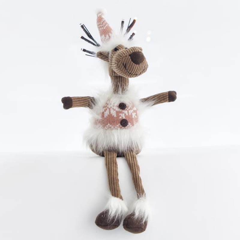 LIGHTED SITTING DEER, WITH PINK CAP, 12x11x44cm 600-43162
