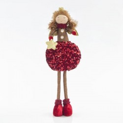 PRINCESS WITH RED PON PON SKIRT, 41cm 600-43181