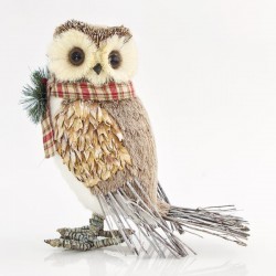 OWL WITH CHECKED SCARF, 38x24x44cm 600-43225
