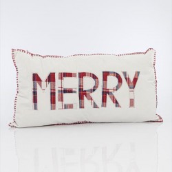 PILLOW WHITE, WITH RED CHECKED 