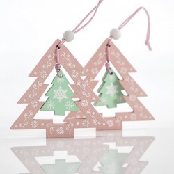 TREES, PINK - GREEN MINT, 2pcs, 21x9,5x0,5cm 600-43837