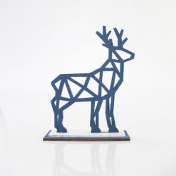 WOODEN REINDEER WITH RAFF VELVET, 19x24,5x6cm 600-43885