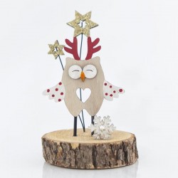 DECORATIVE OWL, WOODEN, 8x8x14cm 600-43936