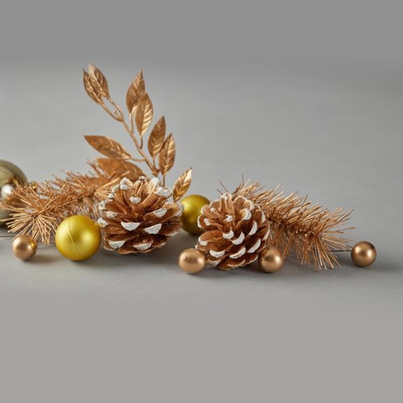 PINECONES, BALLS, PINE NEEDLES, WHITE PEARLIZED BERRIES, SET 14PCS 600-44444
