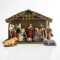 WOODEN STABLE WITH 9 PORCELAIN FIGURES, 54x22x36,5cm 600-44533