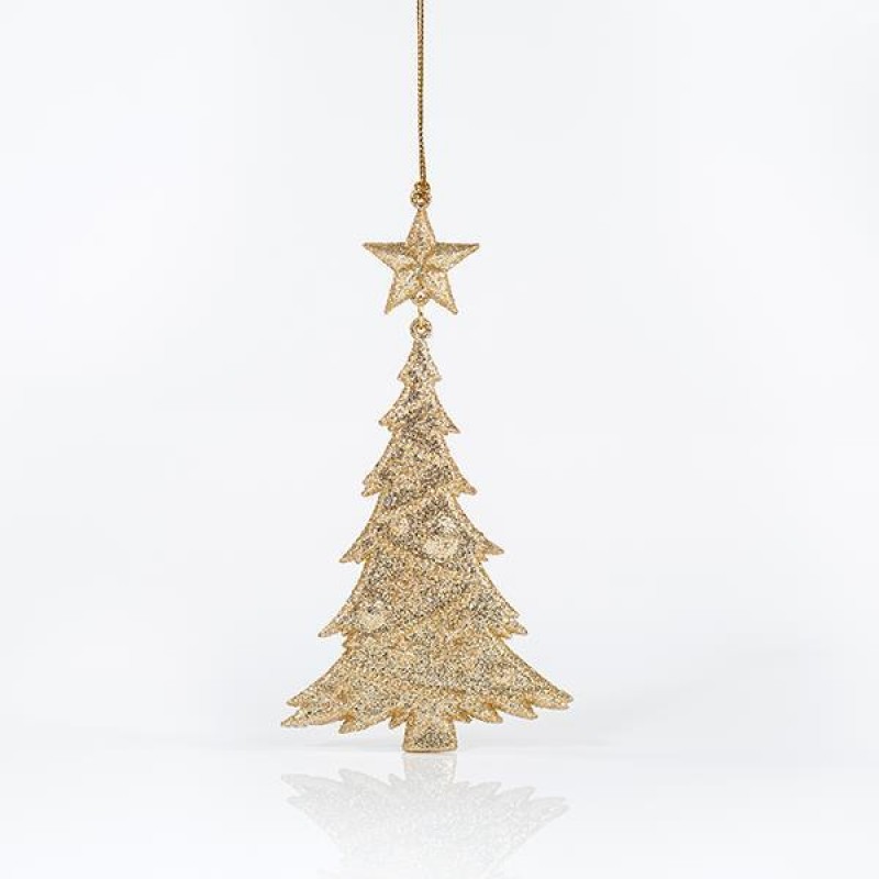 ACRYLIC TREE, WITH CHAMPAGNE GLITTER, 8,5x16cm 600-44615