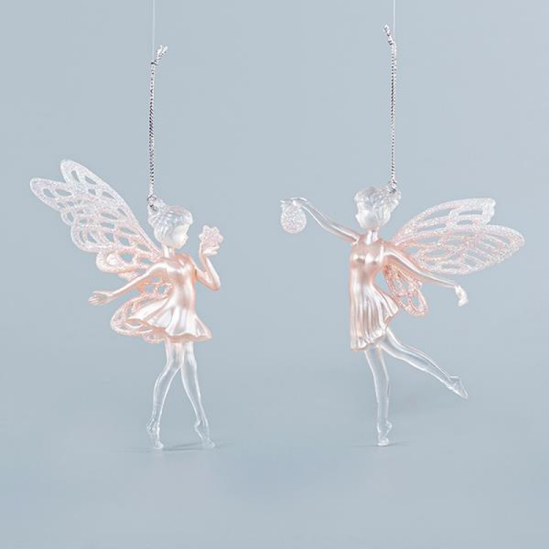 ACRYLIC FAIRY, 2 DESIGNS, WITH PINK GLITTER, 8,8x15,2cm 600-44622