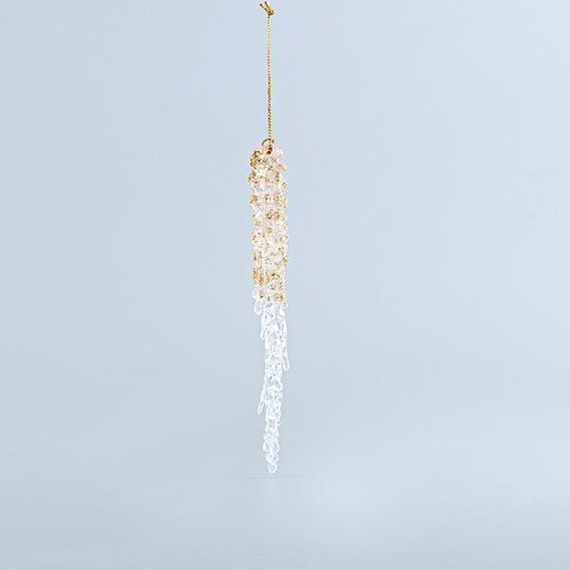 ACRYLIC STALACTITE, WITH CHAMPAGNE GLITTER, 2x16,5cm 600-44625