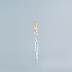 ACRYLIC STALACTITE, WITH CHAMPAGNE GLITTER, 1,7x23cm 600-44626