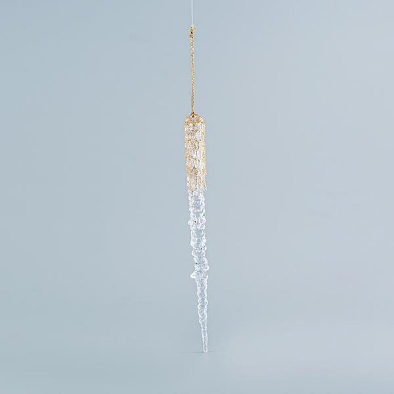 ACRYLIC STALACTITE, WITH CHAMPAGNE GLITTER, 1,7x23cm 600-44626