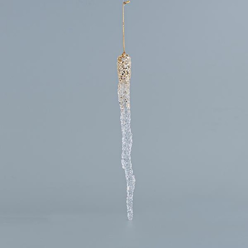 ACRYLIC STALACTITE, WITH CHAMPAGNE GLITTER, 2x23cm 600-44652