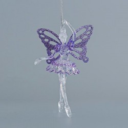 ACRYLIC FAIRY, WITH PURPLE FEATHERS, WITH GLITTER, 9,7x15,7cm 600-44661