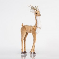 VELVET DEER, WITH GOLD GLITTER AND BEADS, 19x45cm 600-44694