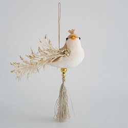 VELVET HANGING BIRDIE, MOCHA, 13x14cm 600-44721