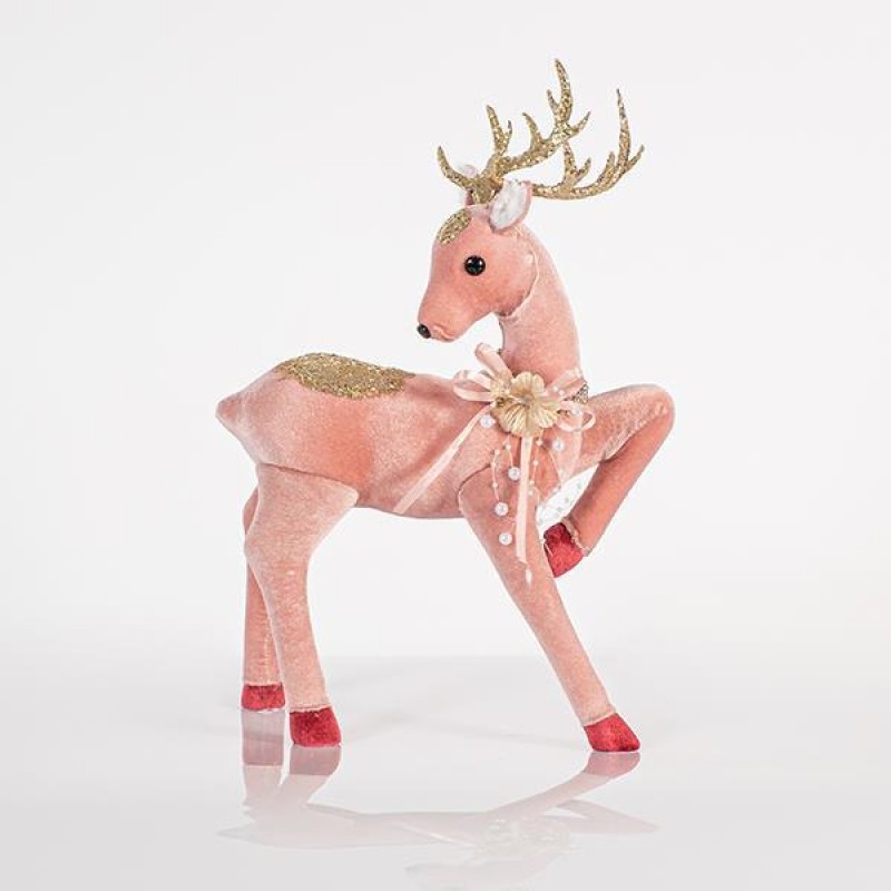 VELVET DEER, PINK, WITH GOLD GLITTER, 24x41cm 600-44726