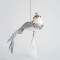 VELVET HANGING BIRDIE, WITH BLUE FEATHERS AND GLITTER, 14x16cm 600-44746