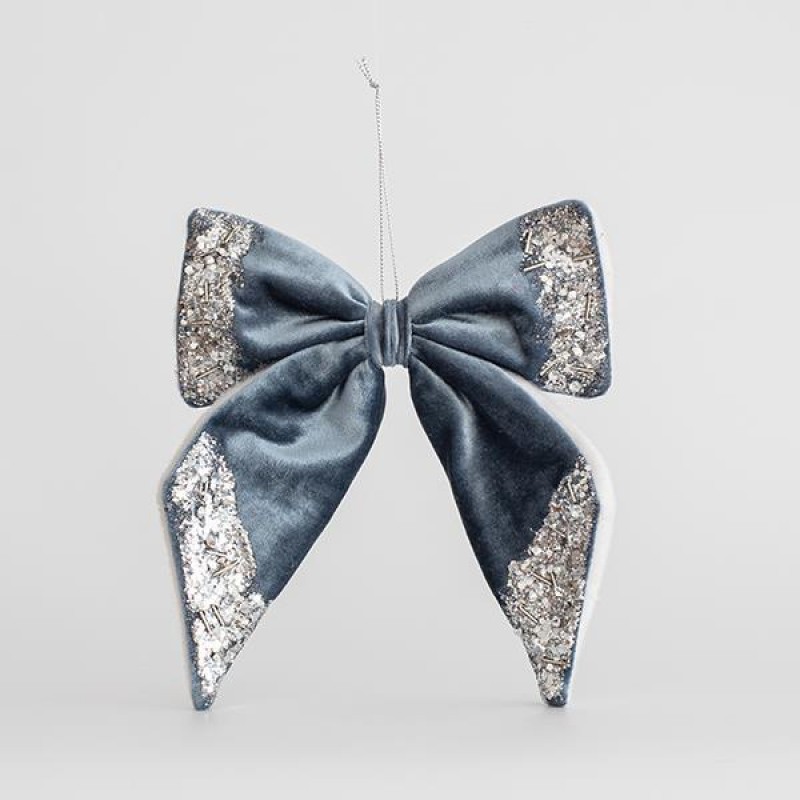 VELVET BOW, BLUE, 20x20cm 600-44749