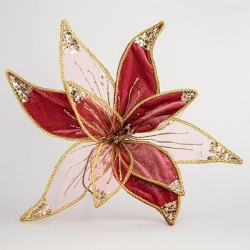 VELVET FLOWER, DARK RED AND TRANSPARENT, 40cm 600-44750