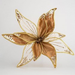 VELVET FLOWER, MOCHA AND TRANSPARENT, 40cm 600-44751