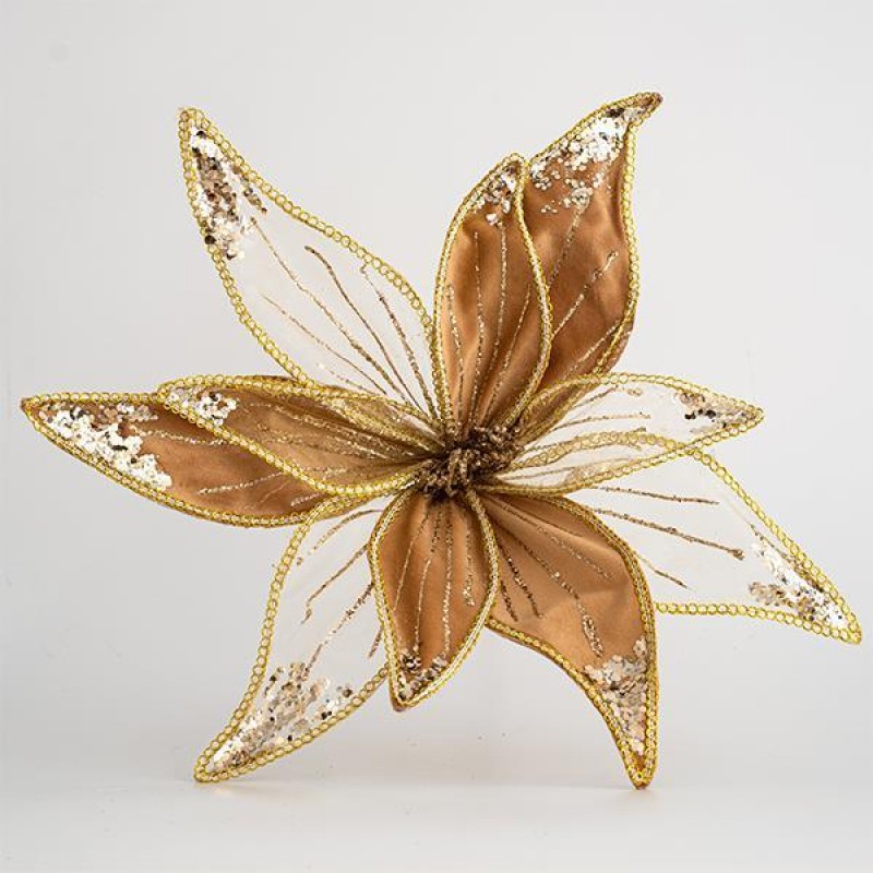 VELVET FLOWER, MOCHA AND TRANSPARENT, 40cm 600-44751