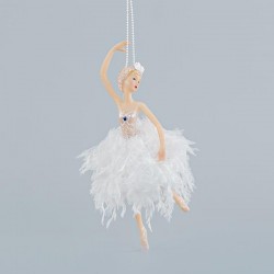 БАЛЕРИНА С БЕЛИ ПЕРА, ПИРУЕТ, 18 СМ