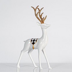 WHITE REINDEER, WITH GOLD HORNS, 33cm 600-44812