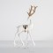 WHITE REINDEER, LOOKING BACK, WITH GOLD HORNS, 33cm 600-44813