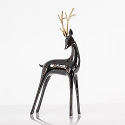 BLACK REINDEER, WITH GOLD HORNS, 40cm 600-44816